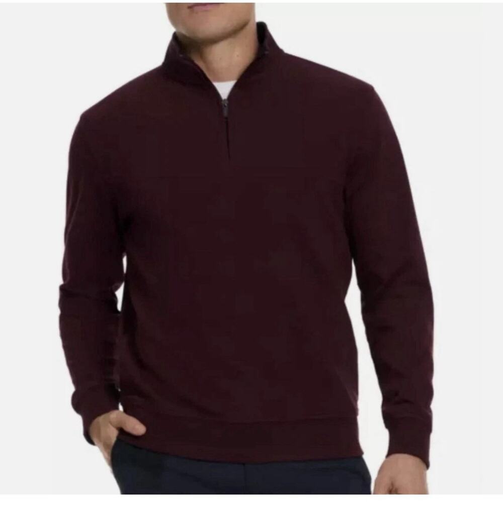 Ted Baker black Textured 1/4 Quarter Zip Pullover Sweater Red Size XL